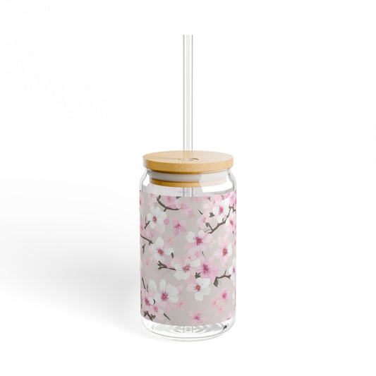 Pink Floral Sipper Glass