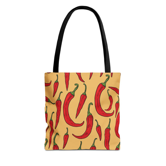 Red and Yellow Pepper Print all over print tote available at Orange Moons