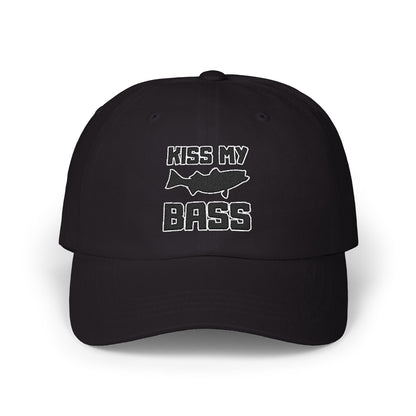 Kiss My Bass - Fishing Hat, Luxurious Embroidered Classic Adjustable Cap, Unisex Embroidery Baseball Cap, Trucker Hat