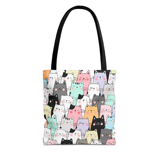 Cartoon Cats Tote Bag - Cute Feline Lovers Shoulder Bag