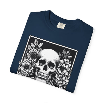Skull Coffee T-Shirt, Funny Gift for Millennials, Humor Tee for Stress Relief, Casual Everyday Wear, Great Birthday Gift