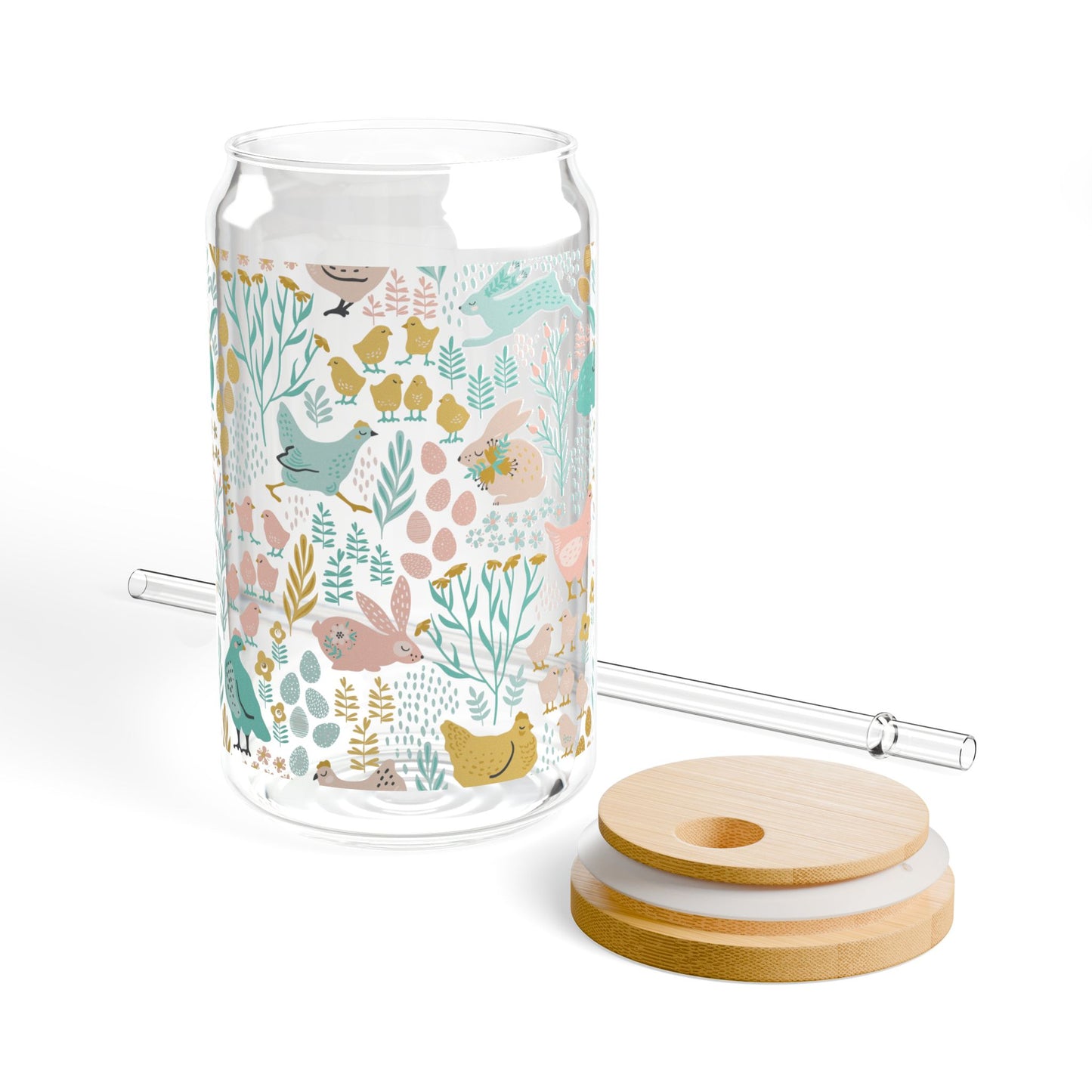 Floral Animal Sipper Glass