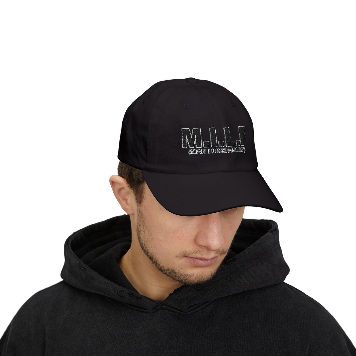 MILF Man I Like Fishin' ~ Fishing Hat, Luxurious Embroidered Classic Adjustable Unisex Embroidery Baseball Cap, Trucker Hat, Fishing Gift