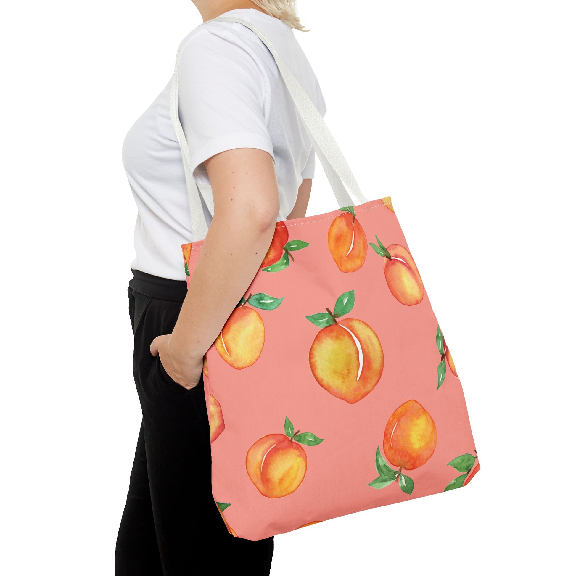 Peach Fruit Print all over print tote bag available at Orange Moons