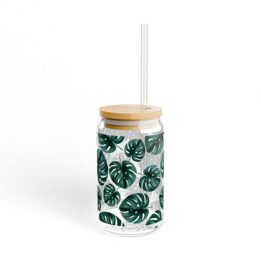 Tropical Leaves Sipper Glass at Orange Moons