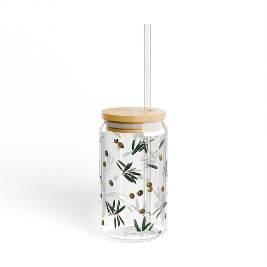 Olive on branch Sipper Glass at Orange Moons