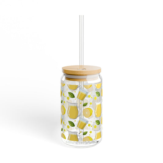 Lemon Sand Lemonade Jar pattern Sipper glass at Orange Moon 