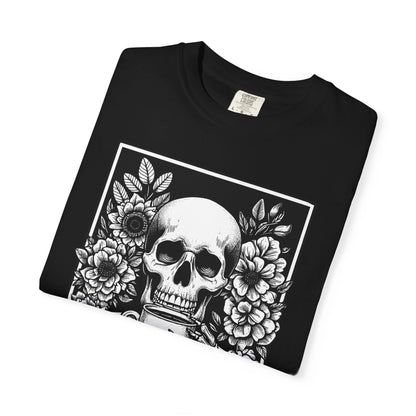 Skull Coffee T-Shirt, Funny Gift for Millennials, Humor Tee for Stress Relief, Casual Everyday Wear, Great Birthday Gift