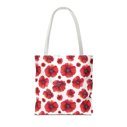 Poppies Floral Tote Bag, Beach Bag, Grocery Bag, Summer Vibe Tote, Market Bag, Reusable Tote Bag, Poppy Flower, Red Poppies