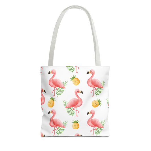 Tropical Pink Flamingo & Pineapple Tote Bag
