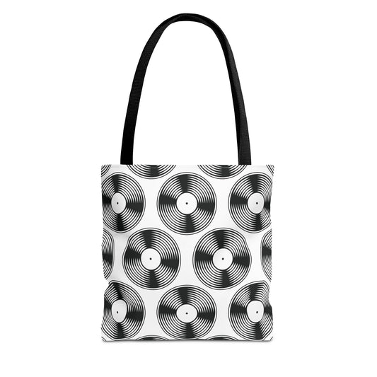 Retro Vintage Monochrome Abstract Vinyl Records Tote Bag