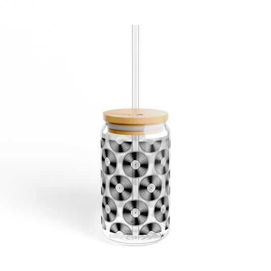 Black and White Vinyl Tapes Sipper Glass
