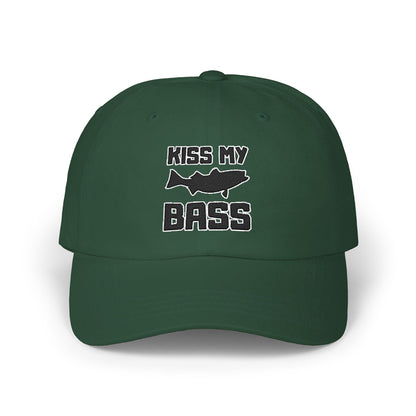 Kiss My Bass - Fishing Hat, Luxurious Embroidered Classic Adjustable Cap, Unisex Embroidery Baseball Cap, Trucker Hat