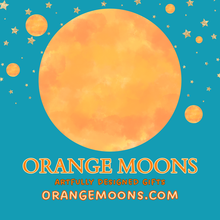 Orange Moon logo; Get your artfully designed gifts. 
