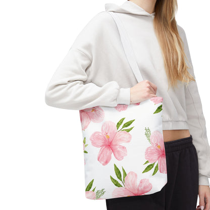 Delicate Pink Tropical Hibiscus Hawaii Flower Print Tote Bag