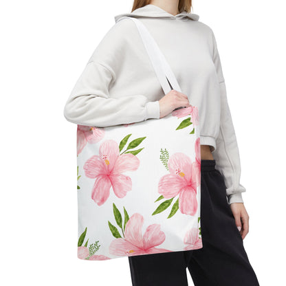 Delicate Pink Tropical Hibiscus Hawaii Flower Print Tote Bag