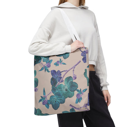 Teal Orchids Tropical Floral Tote Bag