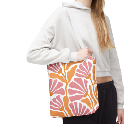 Abstract Flower Blossoms Tropical Floral Tote Bag