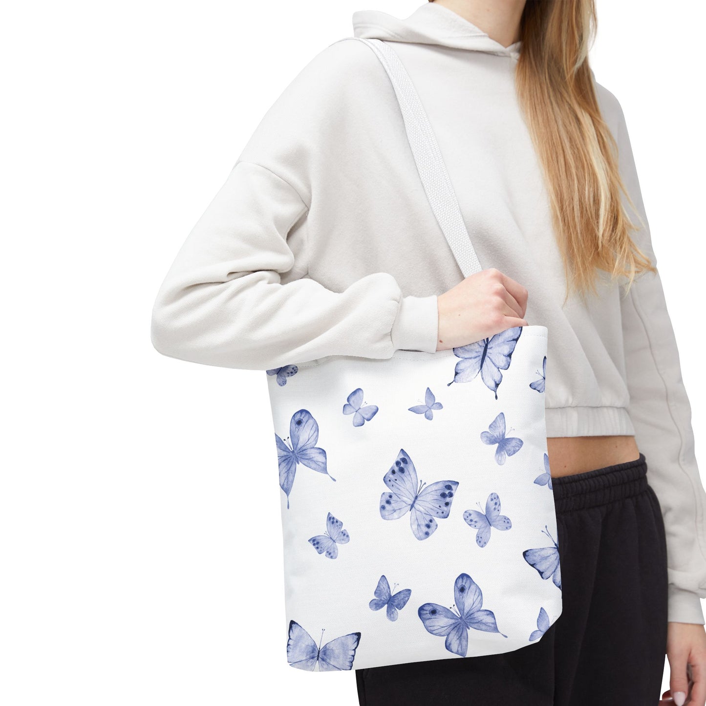 Antique Powder Blue Cerulean Butterflies Tote Bag