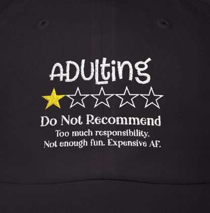 Sarcastic Embroidered Adulting Dad Cap, Funny Hat for Men, Vintage Baseball Cap, Retro Cap Gift, Cool Dad Hat Decor for Men and Women