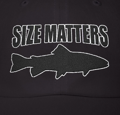 Size Matters - Fishing Hat, Luxurious Embroidered Classic Adjustable Cap, Unisex Embroidery Baseball Cap, Trucker Hat