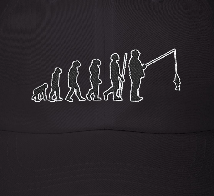 Fishing Evolution - Fishing Hat, Luxurious Embroidered Classic Adjustable Cap, Unisex Embroidery Baseball Cap, Trucker Hat