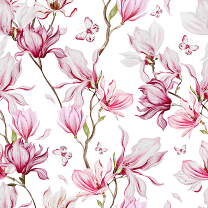 Magnolia and Butterfly Tropical Floral Tote Bag